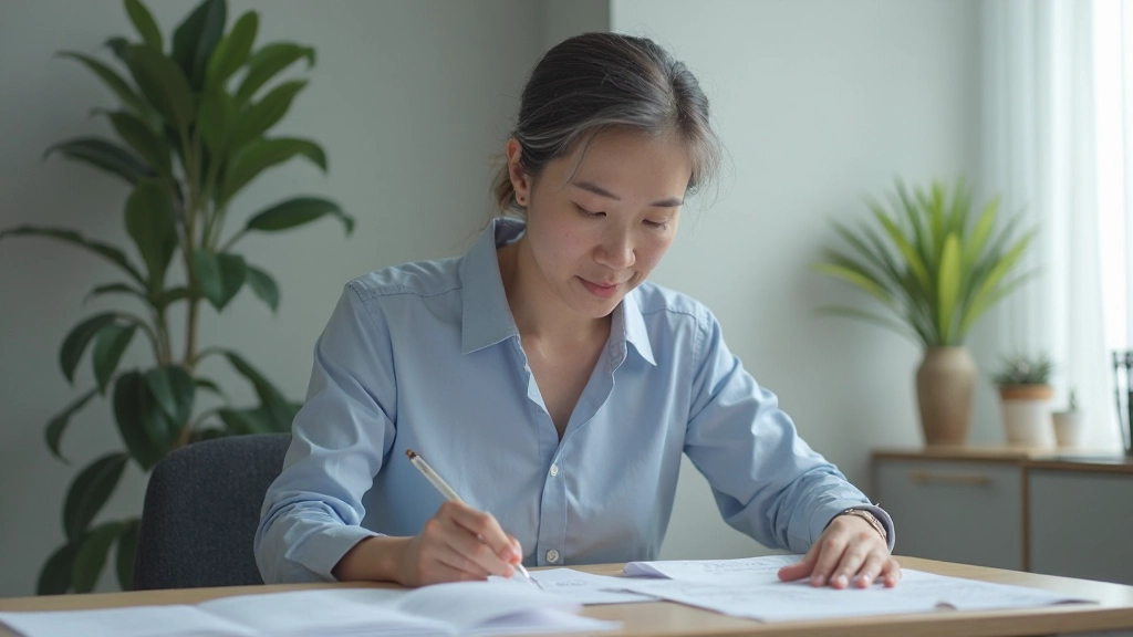 Educator thoughtfully planning creative lesson with materials and learning resources