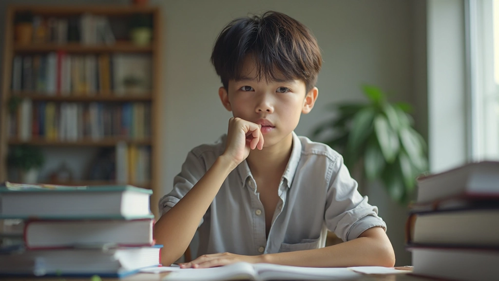 Student with thoughtful expression considering challenging academic concepts and solutions